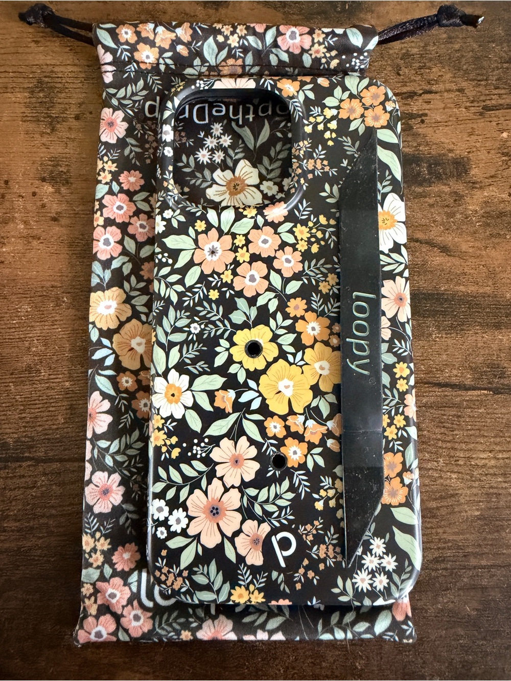 Loopy Case Floral Phone Case in Black with Pastel Flowers